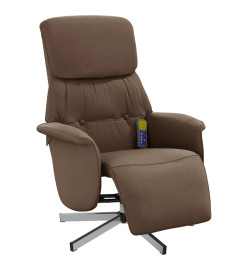 Fauteuil inclinable de massage avec repose-pieds marron tissu