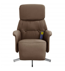 Fauteuil inclinable de massage avec repose-pieds marron tissu