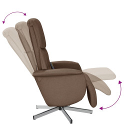 Fauteuil inclinable de massage avec repose-pieds marron tissu