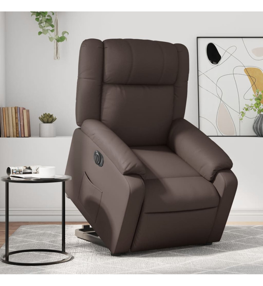 Fauteuil inclinable électrique marron similicuir