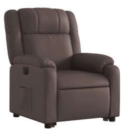 Fauteuil inclinable électrique marron similicuir