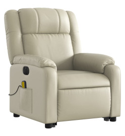 Fauteuil inclinable de massage électrique crème similicuir