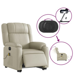 Fauteuil inclinable de massage électrique crème similicuir