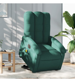 Fauteuil inclinable de massage électrique Vert foncé Tissu