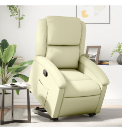 Fauteuil inclinable crème cuir véritable