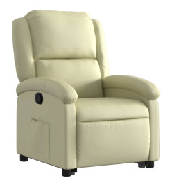 Fauteuil inclinable crème cuir véritable