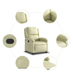 Fauteuil inclinable crème cuir véritable