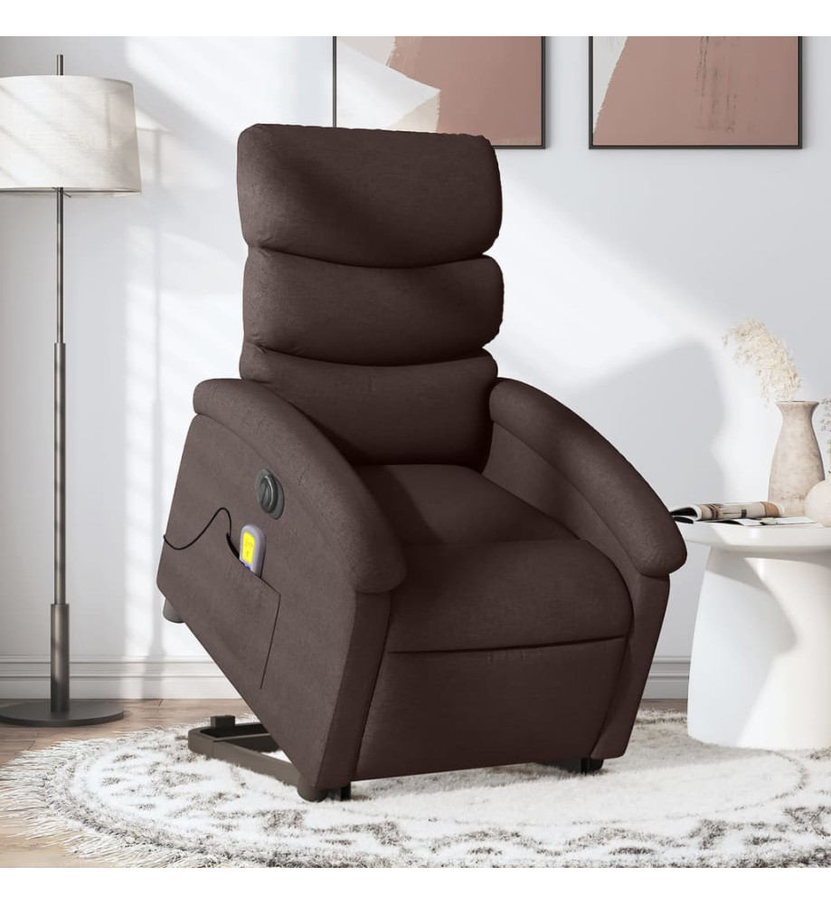 Fauteuil inclinable de massage électrique Marron foncé Tissu