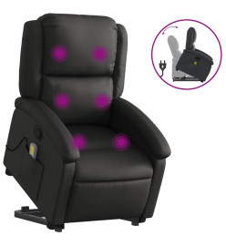 Fauteuil inclinable de massage noir cuir véritable