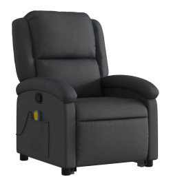 Fauteuil inclinable de massage noir cuir véritable