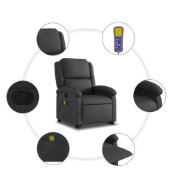 Fauteuil inclinable de massage noir cuir véritable