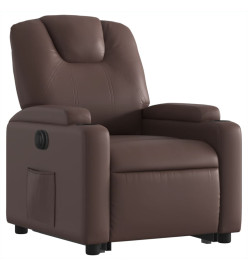 Fauteuil inclinable électrique marron similicuir