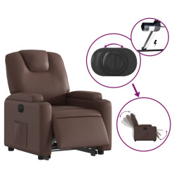 Fauteuil inclinable électrique marron similicuir