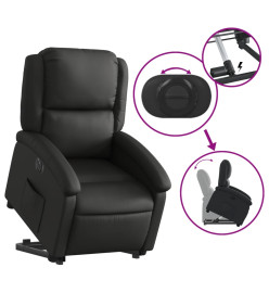 Fauteuil inclinable électrique noir cuir véritable