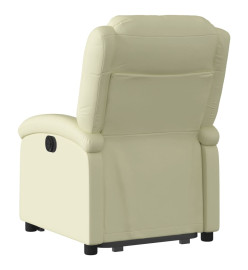 Fauteuil inclinable électrique crème cuir véritable