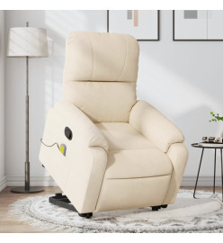 Fauteuil inclinable de massage beige tissu microfibre