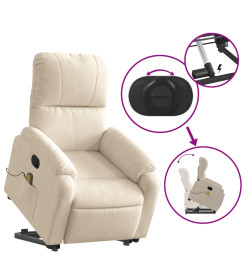 Fauteuil inclinable de massage beige tissu microfibre