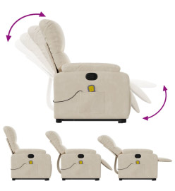 Fauteuil inclinable de massage beige tissu microfibre