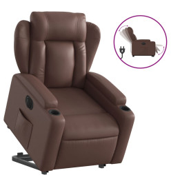 Fauteuil inclinable électrique marron similicuir