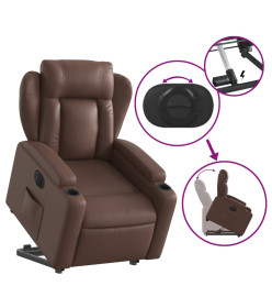 Fauteuil inclinable électrique marron similicuir