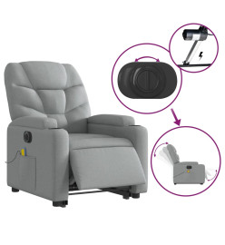 Fauteuil inclinable de massage électrique Gris clair Tissu