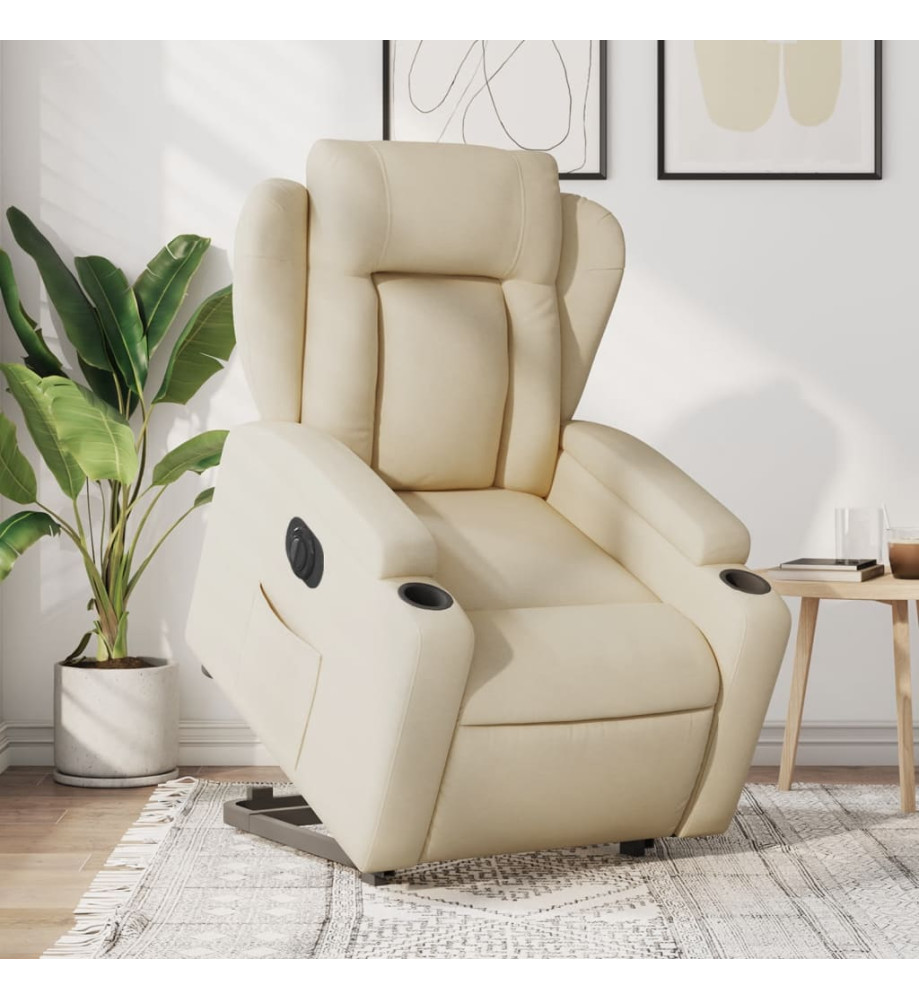 Fauteuil inclinable électrique crème tissu