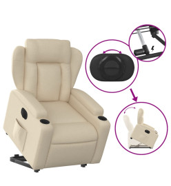 Fauteuil inclinable électrique crème tissu