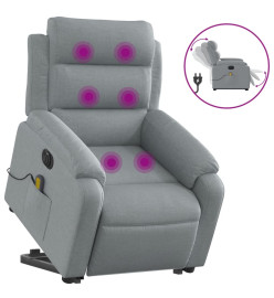 Fauteuil inclinable de massage électrique Gris clair Tissu