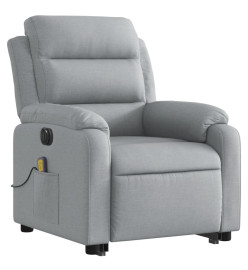 Fauteuil inclinable de massage électrique Gris clair Tissu