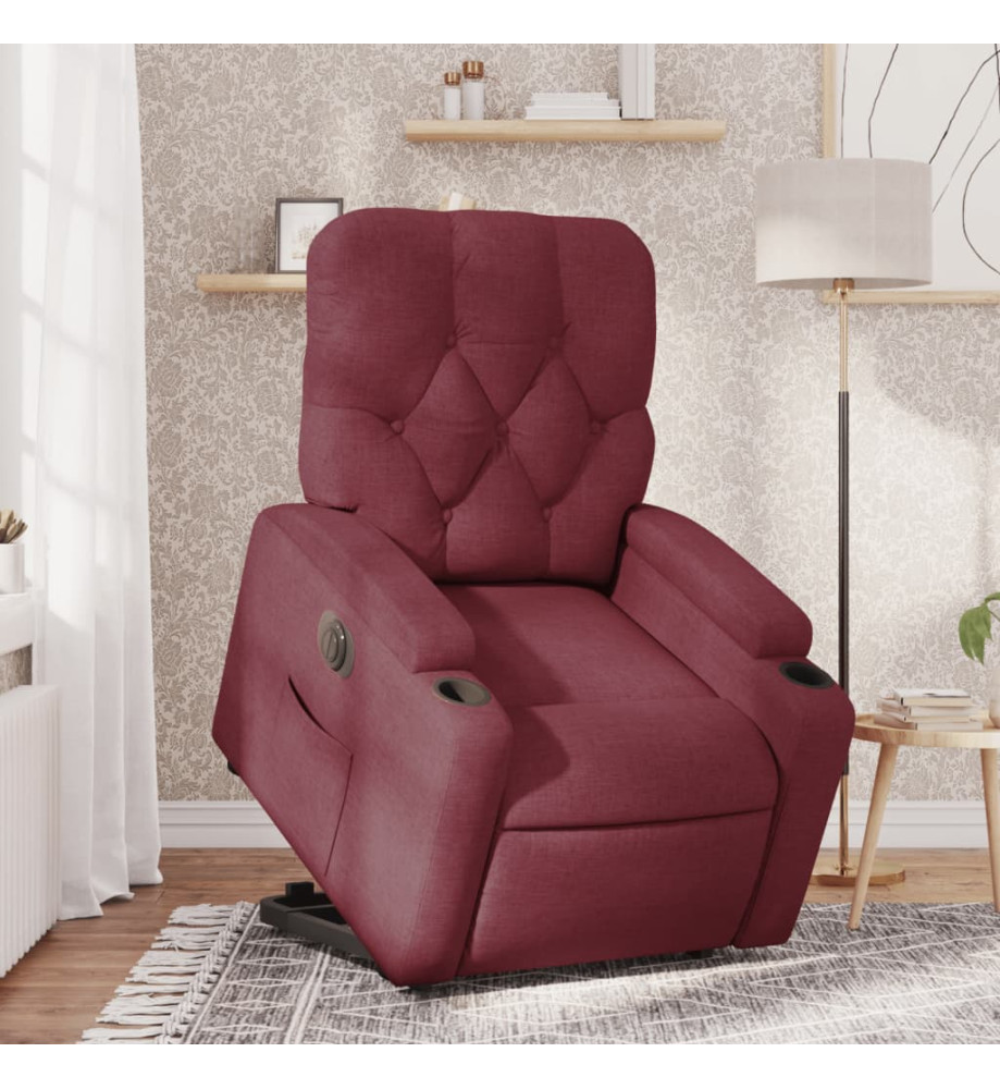 Fauteuil inclinable électrique rouge bordeaux tissu