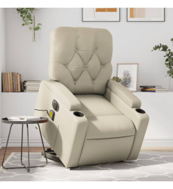 Fauteuil inclinable de massage électrique crème similicuir