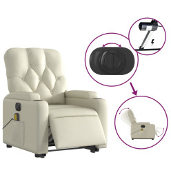 Fauteuil inclinable de massage électrique crème similicuir