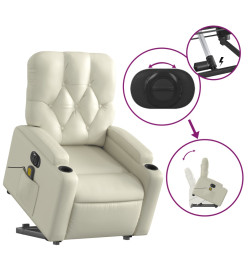 Fauteuil inclinable de massage électrique crème similicuir