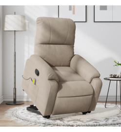 Fauteuil inclinable de massage taupe tissu microfibre