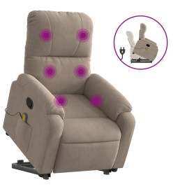 Fauteuil inclinable de massage taupe tissu microfibre