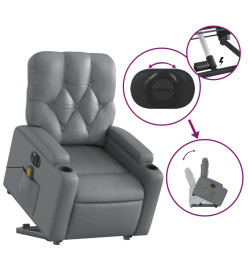 Fauteuil inclinable de massage électrique gris similicuir