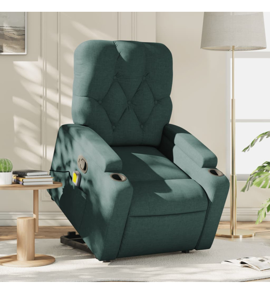 Fauteuil inclinable de massage Vert foncé Tissu