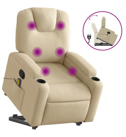 Fauteuil inclinable de massage Crème Tissu