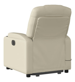 Fauteuil inclinable de massage électrique crème similicuir