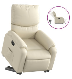 Fauteuil inclinable électrique crème similicuir