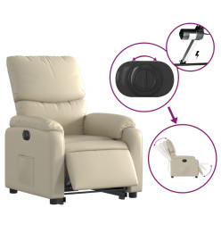 Fauteuil inclinable électrique crème similicuir