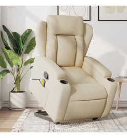 Fauteuil inclinable de massage Crème Tissu