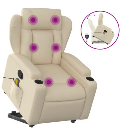 Fauteuil inclinable de massage Crème Tissu