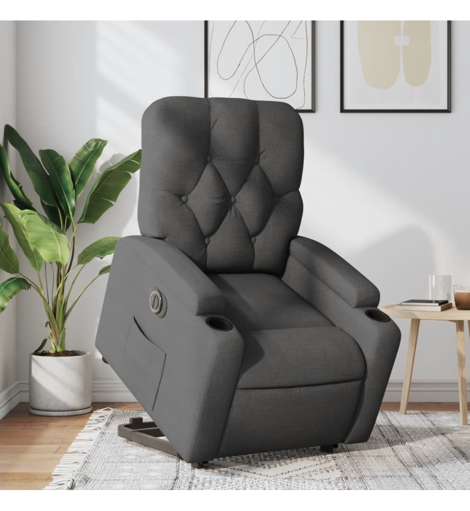 Fauteuil inclinable électrique gris foncé tissu