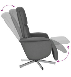 Fauteuil inclinable avec repose-pieds gris foncé tissu