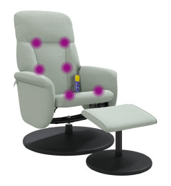 Fauteuil inclinable de massage repose-pied gris clair velours