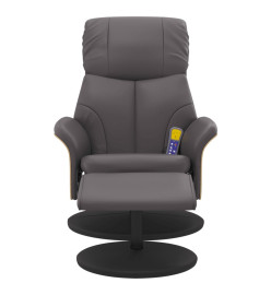 Fauteuil inclinable de massage avec repose-pied gris similicuir