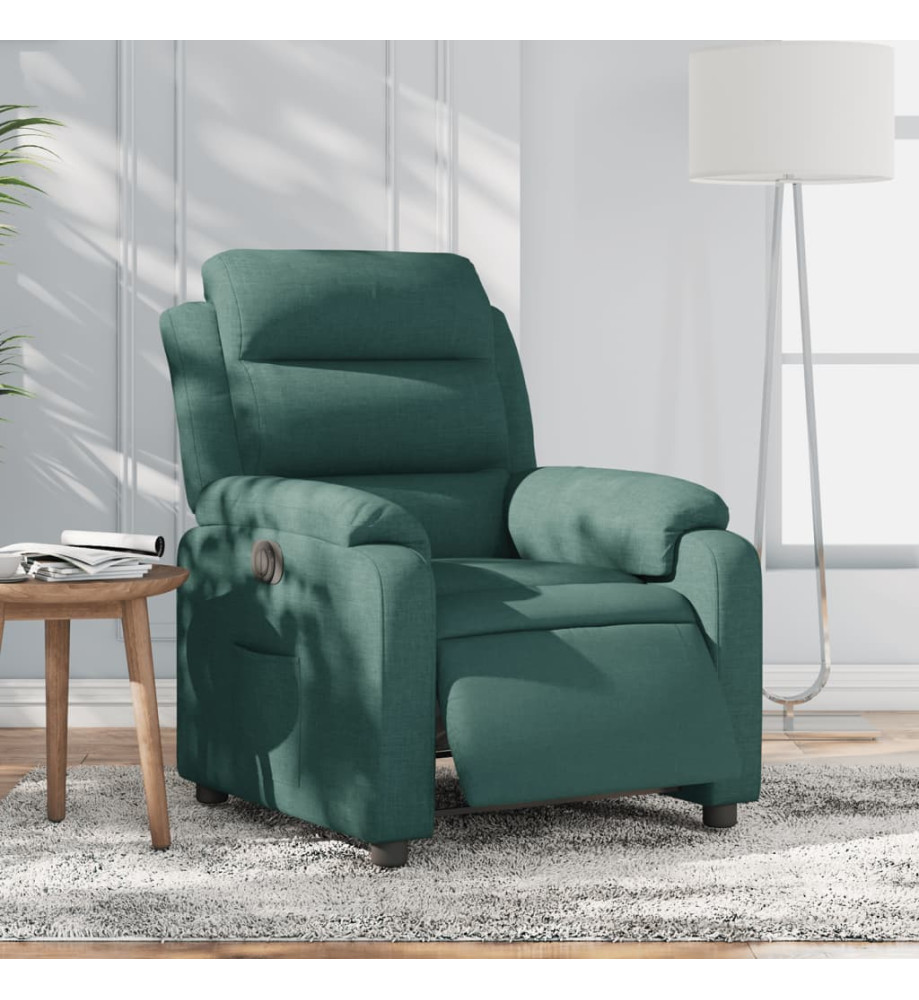 Fauteuil inclinable électrique Vert foncé Tissu