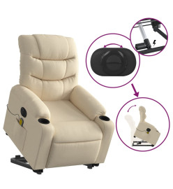 Fauteuil inclinable de massage électrique Crème Tissu