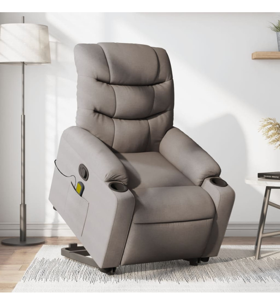 Fauteuil inclinable de massage Taupe Tissu